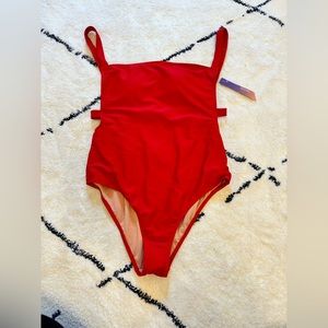 Red one piece swimsuit